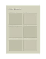 Semester Dashboard planner. Paper sheet. Realistic vector illustration.