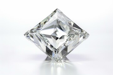 Princess cut diamond on white. Generative AI
