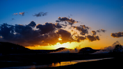 Golden mountain sunset