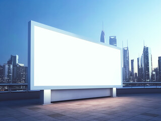 Large blank outdoor billboard mockup at a futuristic city street, generative ai