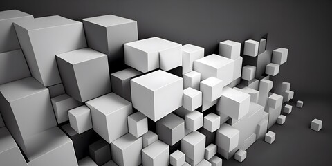illustration of cubic building blocks background in greyish and white color
