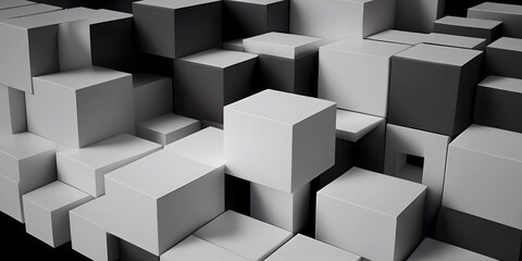 illustration of cubic building blocks background in greyish and white color