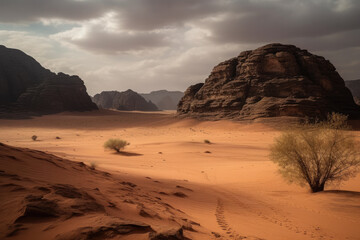 Fototapeta na wymiar sunset in the desert created with Generative AI technology