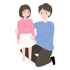 father and kid illustration in hand drawn