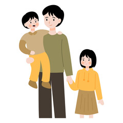 father and kid illustration in hand drawn