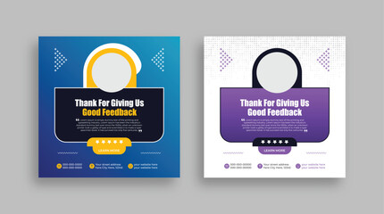 Testimonials of clients and customer feedback suitable for covers, web banners, and social media post templates with color variations