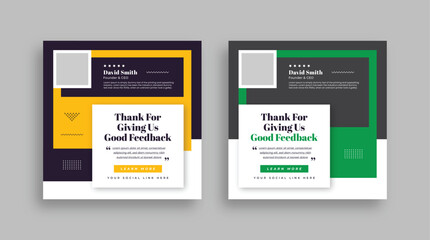 Testimonials of clients and customer feedback suitable for covers, web banners, and social media post templates with color variations