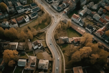 Obraz premium aerial view of the village created with Generative AI technology