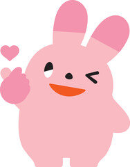 ポジティブなウサギ_指ハート_ウインク