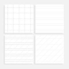 seamless grid pattern background, minimal simple vector design set, gray dotted lines for mail,cards,school