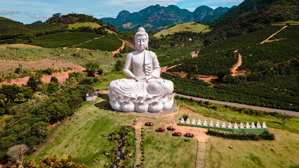 Fototapeta premium Morro da Vargem Zen Monastery - entrance and buddha monument - located in the city of Ibiraçu