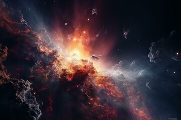 Naklejka na ściany i meble High quality space background. explosion supernova. Bright Star Nebula. Distant galaxy. Abstract image. Elements of this image furnished by NASA. Generative AI