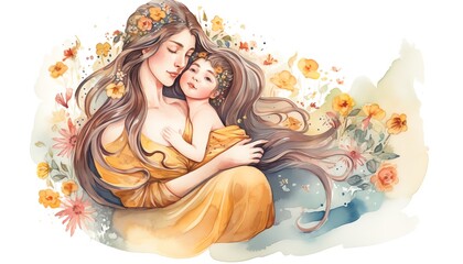 mother and child hugging, family love