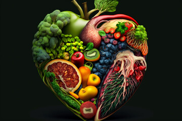 Human Heart Made of Fruits and Vegetables, Generative AI
