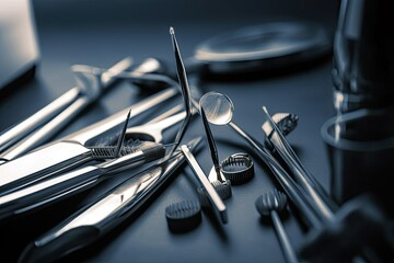 Fototapeta premium Dentist instruments. Photo generative AI
