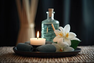 Obraz na płótnie Canvas Closeup of tranquil spa: Relax, Rejuvenate, Renew. Photo generative AI