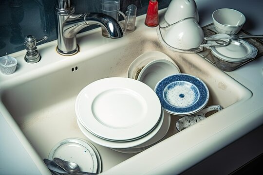 Dirty Dishes: More in Sink. Photo generative AI