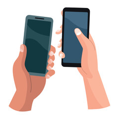 Mobile technology devices in hands