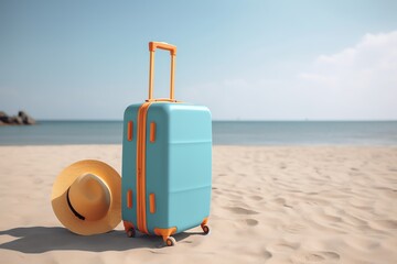travel suitcase on the beach