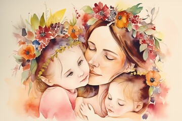 Fototapeta premium mother and child hugging, mother love