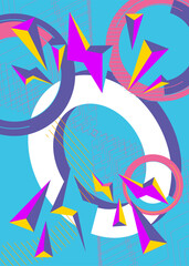 Blue, purple and yellow abstract deluxe geometric background. Futuristic simple vector shapes backdrop. Busy luxury illustration design.