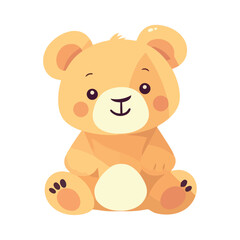 Small cheerful teddy bear sitting