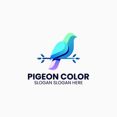 Vector Logo Illustration Pigeon Gradient Colorful Style