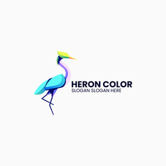 Vector Logo Illustration Heron Gradient Colorful Style