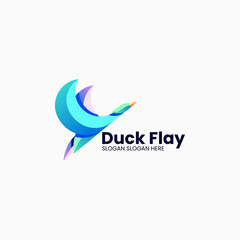 Vector Logo Illustration Duck Gradient Colorful Style