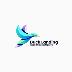 Vector Logo Illustration Duck Gradient Colorful Style