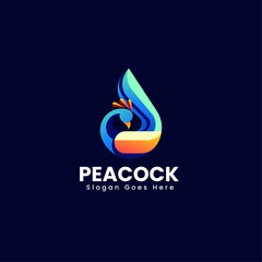 Vector Logo Illustration Peacock Gradient Colorful Style