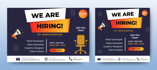 Job vacancy templates. We are hire jobs that are used on social media content. 
