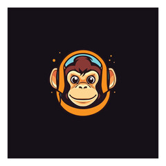 Space chimp illustration. Chimp astronaut vector