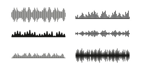 Obraz premium Sound wave set. Sound waves, Equalizer, Audio waves, Radio signal, Music. Recording. Vector illustration