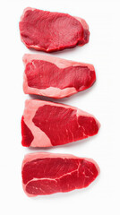 Fototapeta premium Fresh beef raw steak isolated on white background. Generated by AI.
