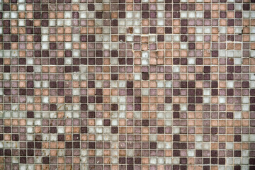 Brown temporary mosaic wall, background and texture