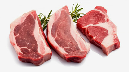 Fresh beef raw steak isolated on white background. Generated by AI.