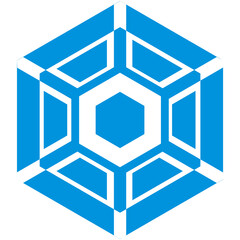abstract blue cube hexagon