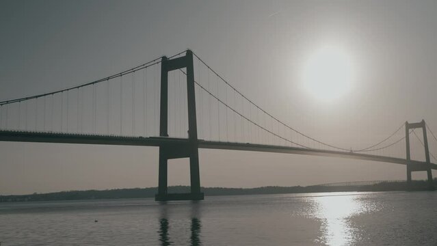 Lillebælt bridge during sunset. In Middelfart, Denmark.