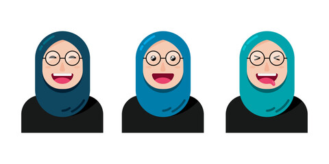 Set of cute muslim woman character