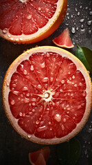 red grapefruit on the table