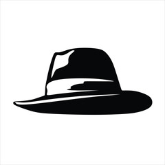 Fedora hat on artline black and white