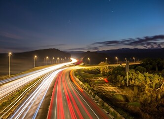 Obraz premium traffic on highway at night