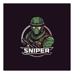 sniper with gun mascot e-sport logo gaming