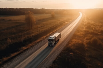 Fototapeta na wymiar truck on the road created with Generative AI technology