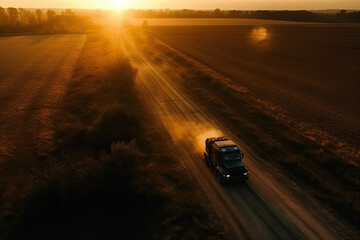 Obraz premium truck on the road created with Generative AI technology