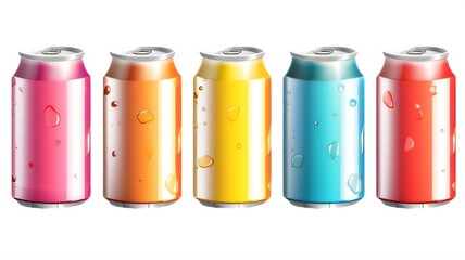 Colorful blank cans for drinks (generative ai)