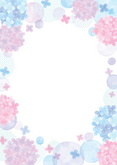 水彩で描いたような紫陽花のイラストフレーム