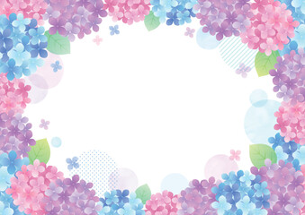 水彩で描いたような紫陽花のイラストフレーム
