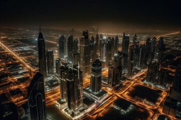 dubai in the night created with Generative AI technology
